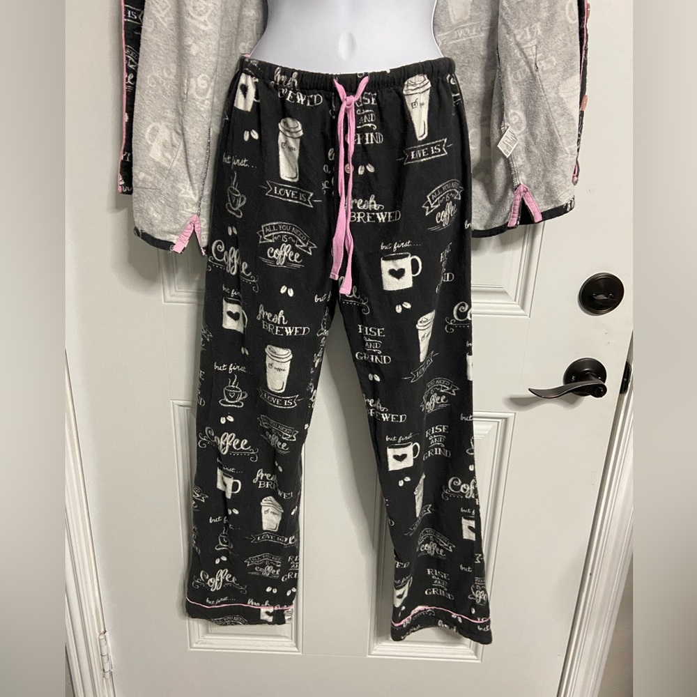 P.J. SALVAGE Black COFFEE Flannel Pajama Set - Picture 2 of 8